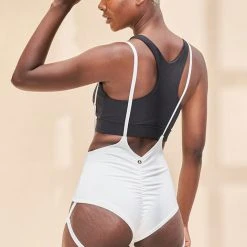 Lunalae Zena Garter Overall Sling Bottoms - White