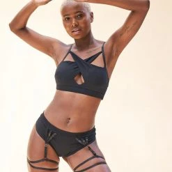 Lunalae Olivia Low Waist Garter Shorts - Recycled Black