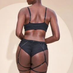 Lunalae Olivia Low Waist Garter Shorts - Recycled Black