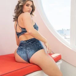 All Pole Wear Lunalae Delphine Top - Gunmetal Velvet 19 All Pole Wear Lunalae Delphine Top - Gunmetal Velvet