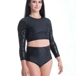 Paradise Chick Superhero Series Ultra Grip Crop Top - Black Leopard Back In Stock