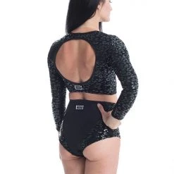 Paradise Chick Superhero Series Ultra Grip Crop Top - Black Leopard Back In Stock