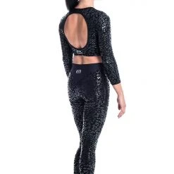 Paradise Chick Superhero Series Ultra Grip Crop Top - Black Leopard Back In Stock