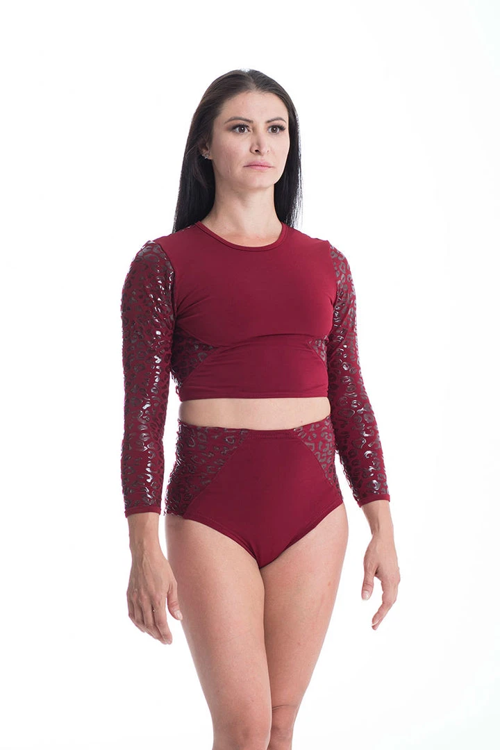 Paradise Chick Superhero Series Ultra Grip Crop Top - Cherry Leopard All Pole Wear 2 Paradise Chick Superhero Series Ultra Grip Crop Top - Cherry Leopard All Pole Wear