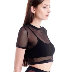 Hamade Activewear Mesh Crop Tee - Black