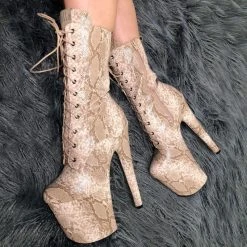 Shoes Hella Heels Milksnake Boots - 7inch 9 Shoes Hella Heels Milksnake Boots - 7inch