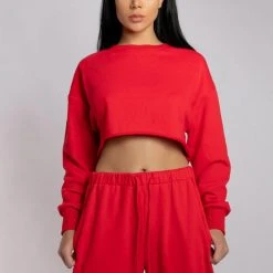 Creatures Of XIX Oversized Cropped Jumper - Jalapeño Loungewear Tops