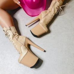 Shoes Hella Heels Hoedown 8inch Boots - Sand 9 Shoes Hella Heels Hoedown 8inch Boots - Sand