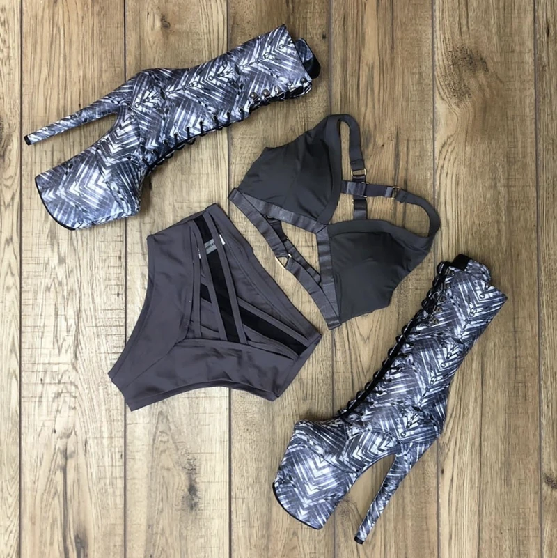 All Pole Wear Tatiana Activewear Tokio Top - Charcoal 4 All Pole Wear Tatiana Activewear Tokio Top - Charcoal