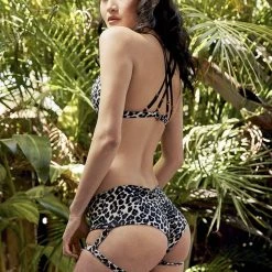 Lunalae Lure You Low-Rise Garter Shorts - Grey Leopard All Pole Wear