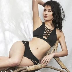 Lunalae Low Waist Cross Section Shorts - Black All Pole Wear