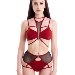 Hamade Activewear Strappy Halter Neck Top - Brick Red All Pole Wear