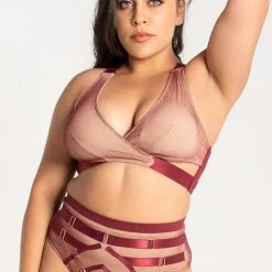 Tatiana Activewear Yuki Top - Burgundy Mesh New In