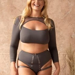 All Pole Wear Tatiana Activewear Esme Top - Charcoal