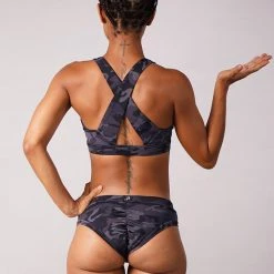 Off The Pole V-Neck Sports Bra - Black Camouflage