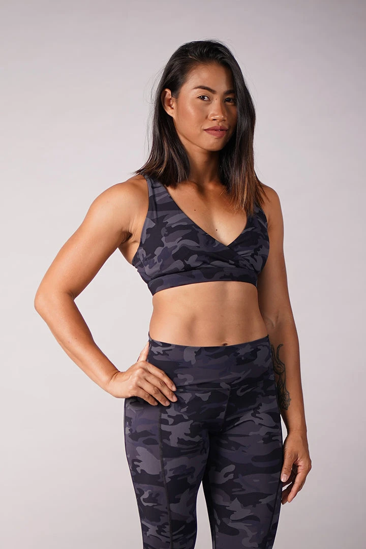 Off The Pole V-Neck Sports Bra - Black Camouflage 5 Off The Pole V-Neck Sports Bra - Black Camouflage