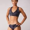 Off The Pole V-Neck Sports Bra - Black Camouflage