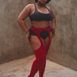 Rolling Peek-a-boo Tights - Red (3 Sizes Available)