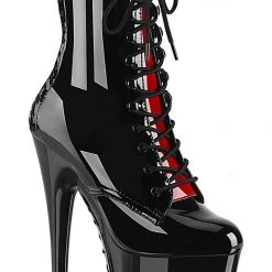 Pleaser USA Adore-1020FH 7inch Pleaser Boots - Black/Red Corset