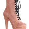 Pleaser USA Adore-1020FS Faux Suede 7Inch Pleaser Boots - Baby Pink Shoes