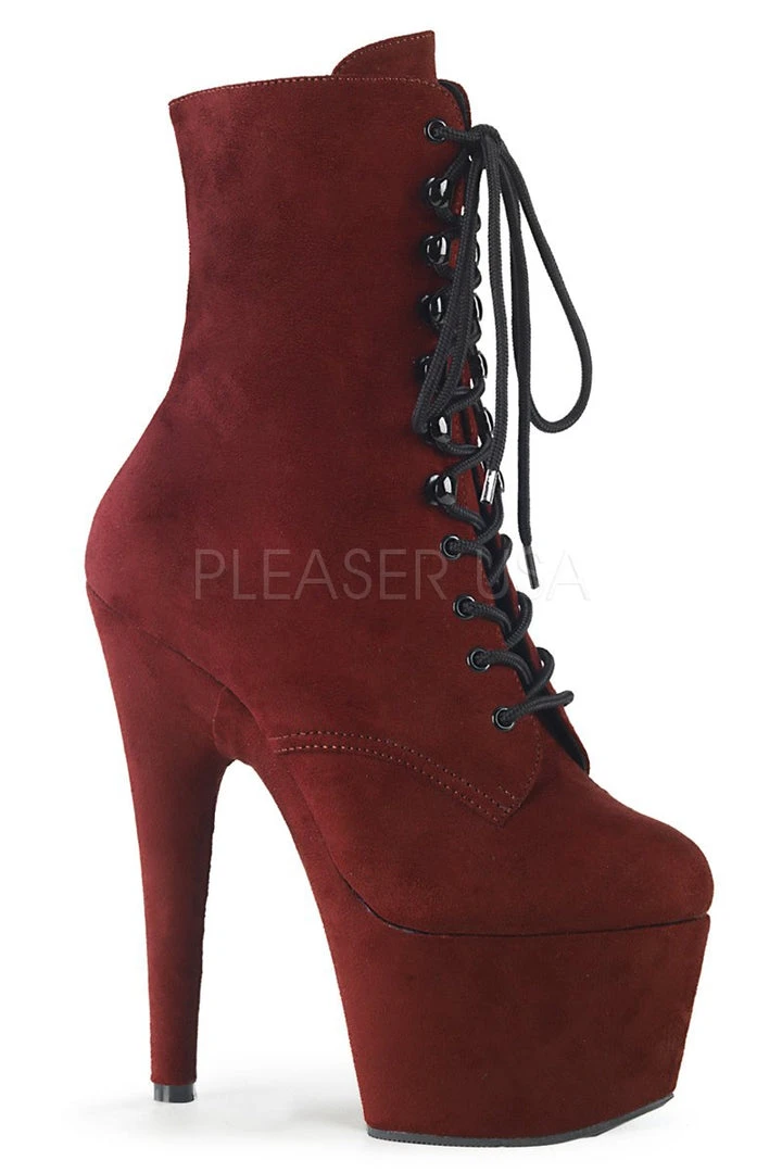 Pleaser USA Adore-1020FS Faux Suede 7Inch Pleaser Boots - Burgundy 1 Pleaser USA Adore-1020FS Faux Suede 7Inch Pleaser Boots - Burgundy