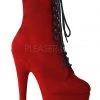 Pleaser USA Adore-1020FS Faux Suede 7Inch Pleaser Boots - Red Shoes