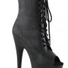 Pleaser USA Adore-1021 7inch Pleaser Peep Toe Boots - Matte Black Shoes