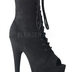 Shoes Pleaser USA Adore-1021FS Faux Suede 7inch Pleaser Peep Toe Boots - Black