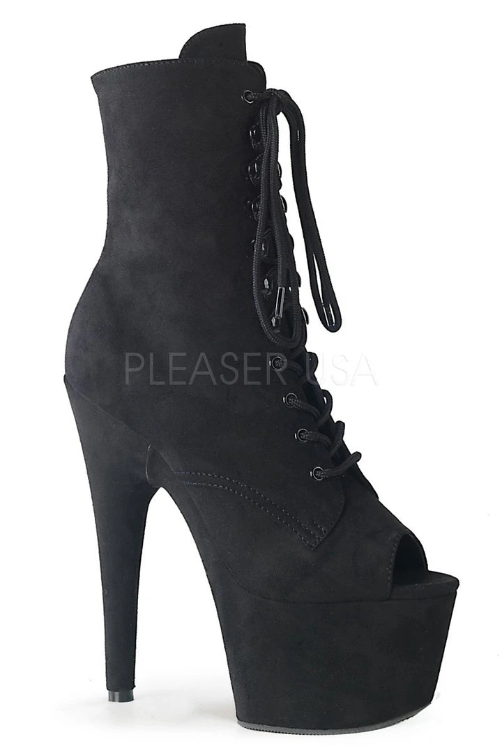 Shoes Pleaser USA Adore-1021FS Faux Suede 7inch Pleaser Peep Toe Boots - Black 1 Shoes Pleaser USA Adore-1021FS Faux Suede 7inch Pleaser Peep Toe Boots - Black