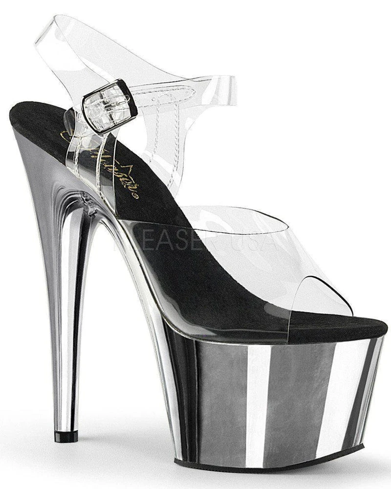 Pleaser USA Adore-708 Chrome 7inch Pleasers - Silver Shoes 1 Pleaser USA Adore-708 Chrome 7inch Pleasers - Silver Shoes
