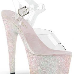 Shoes Pleaser USA Adore-708HMG Glitter 7inch Pleasers - Opal