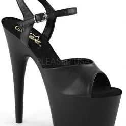 Pleaser USA Adore-709 Faux Leather 7inch Pleasers - Matte Black Shoes