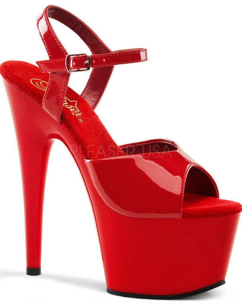 Pleaser USA Adore-709 7inch Pleasers - Patent Red Shoes 1 Pleaser USA Adore-709 7inch Pleasers - Patent Red Shoes