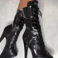 Hella Heels EmpireKicks 8inch Boots - Black Marble 11 Hella Heels EmpireKicks 8inch Boots - Black Marble