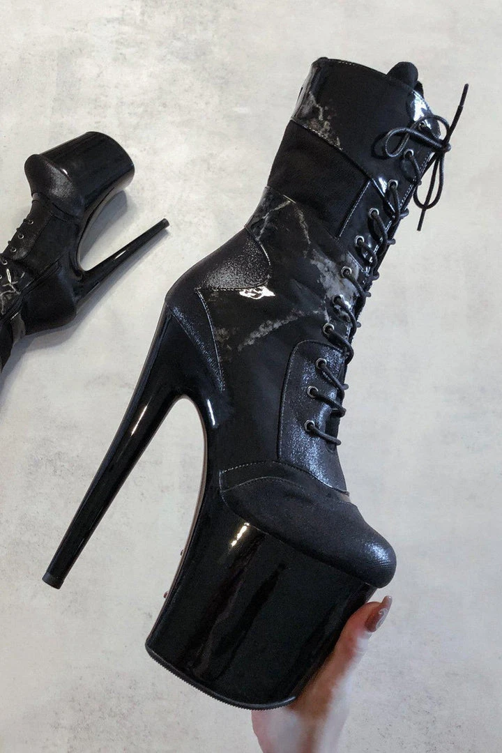 Hella Heels EmpireKicks 8inch Boots - Black Marble 2 Hella Heels EmpireKicks 8inch Boots - Black Marble