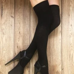 Rolling Over The Knee Socks - Black (3 Sizes Available) Accessories