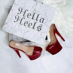 Back In Stock Hella Heels Classic Gloss 7inch Stilettos - Chilli