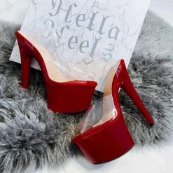 Back In Stock Hella Heels Classic Gloss 7inch Stilettos - Chilli