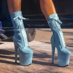 Shoes Hella Heels High BabyDoll 8inch Boots - Baby Blue