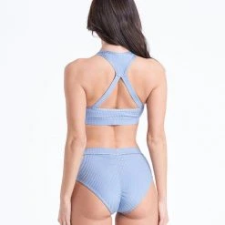 Bandurska Delfina Top - Ribbed Steel Blue