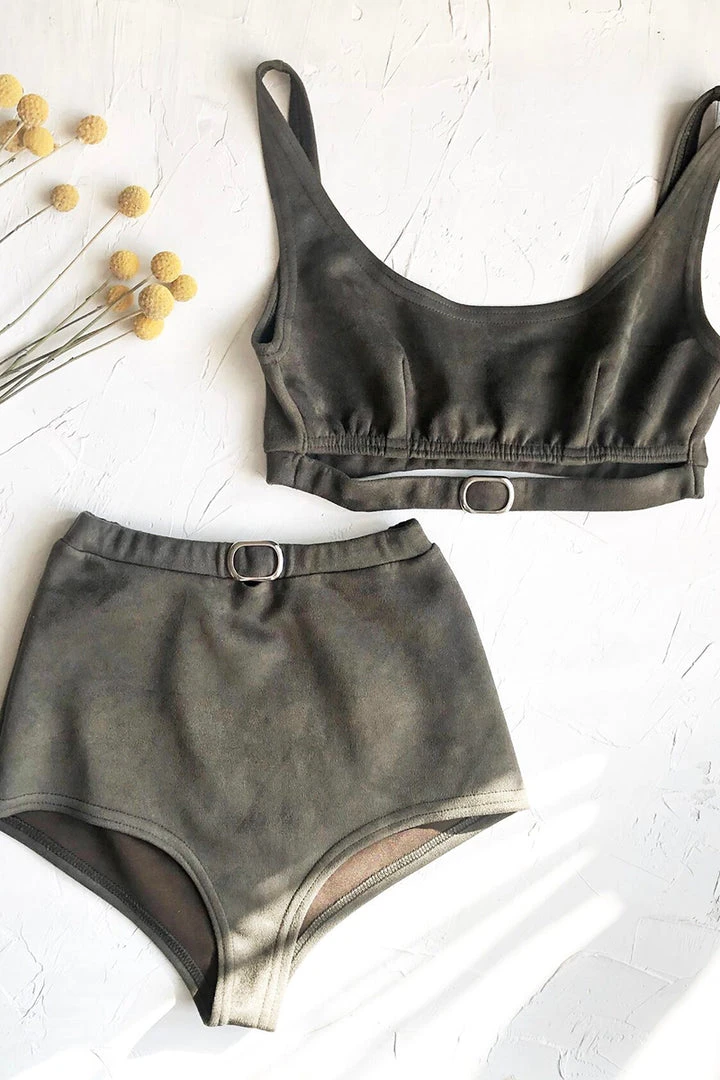 Exo Wear Scoop Neck Buckle Top - Khaki 2 Exo Wear Scoop Neck Buckle Top - Khaki