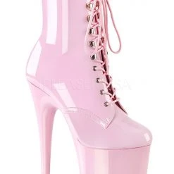 Pleaser USA Flamingo-1020 8inch Pleaser Boots - Patent Baby Pink Shoes