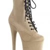 Shoes Pleaser USA Flamingo-1020FS Faux Suede 8inch Pleaser Boots - Beige