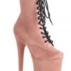 Pleaser USA Flamingo-1020FS Faux Suede 8inch Pleaser Boots - Baby Pink Shoes
