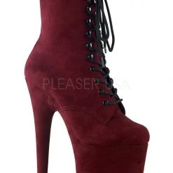 Shoes Pleaser USA Flamingo-1020FS Faux Suede 8inch Pleaser Boots - Burgundy