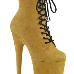 Shoes Pleaser USA Flamingo-1020FS Faux Suede 8inch Pleaser Boots - Mustard