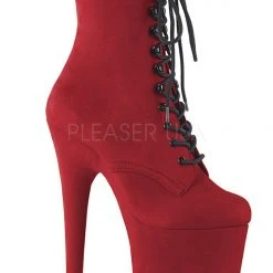 Pleaser USA Flamingo-1020FS Faux Suede 8inch Pleaser Boots - Red Shoes