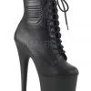 Pleaser USA Flamingo-1020PK 8inch Pleaser Biker Style Boots - Matte Black Shoes