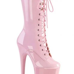 Pleaser USA Flamingo-1050 8inch Pleaser Boots - Patent Baby Pink