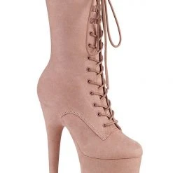 Pleaser USA Flamingo-1050FS Faux Suede 8inch Pleaser Boots - Dusty Blush Shoes